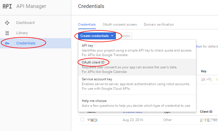Create a new OAuth client ID